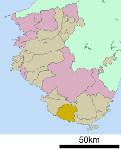Mapa de localização de Susami na província de Wakayama