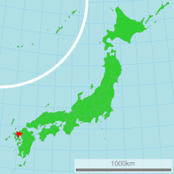 Mapa de localização da Província de Saga em Kyushu