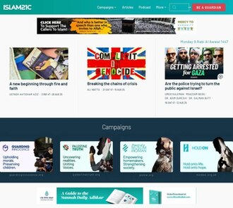 Captura de tela da página inicial do site Islam21c