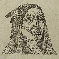Esboço de 1934 do rosto de Crazy Horse conforme descrito por sua irmã