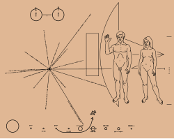 Ilustração da placa da sonda Pioneer