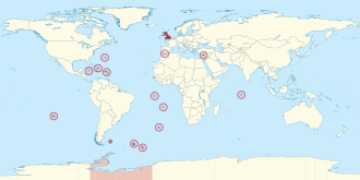 Localização do Reino Unido e dos Territórios Ultramarinos Britânicos