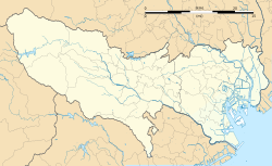 Mapa de Tóquio indicando a localização da sede