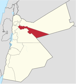 Mapa da localização da província de Zarqa na Jordânia