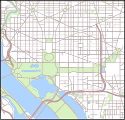 Localização do Capitólio no mapa de Washington, D.C.