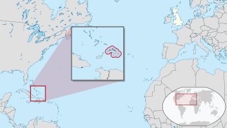 Localização das Ilhas Turcas e Caicos no mapa