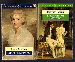 Detalhe de lombada de livros Oxford World's Classics