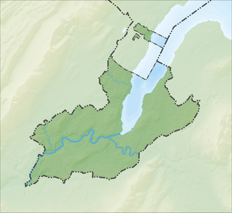 Mapa destacando a localização de Vernier no Cantão de Genebra
