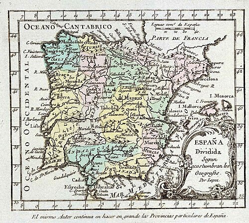 Mapa histórico da Espanha