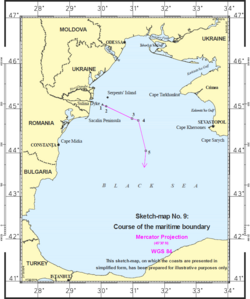 Mapa do Mar Negro com a fronteira final definida