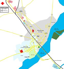 Mapa da cidade de Jhelum