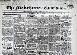 Exemplo de página do jornal The Manchester Guardian