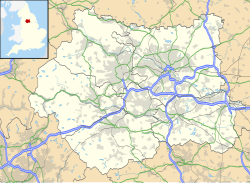 Mapa de localização de Halifax em West Yorkshire