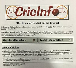 Representação histórica do início do Cricinfo
