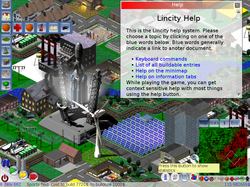 Captura de tela do LinCity-NG mostrando visão isométrica de uma cidade