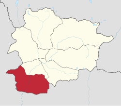 Mapa de localização de Sant Julià de Lòria em Andorra