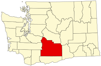Mapa de Washington destacando o Condado de Yakima