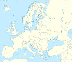 Mapa da Europa destacando a localização do aeroporto
