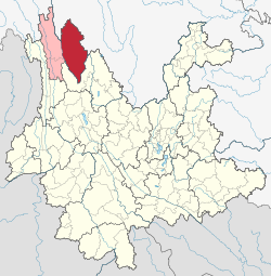Mapa detalhado de Shangri-La na Prefeitura de Diqing