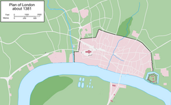 Mapa ou representação da localização da igreja em relação à basílica romana